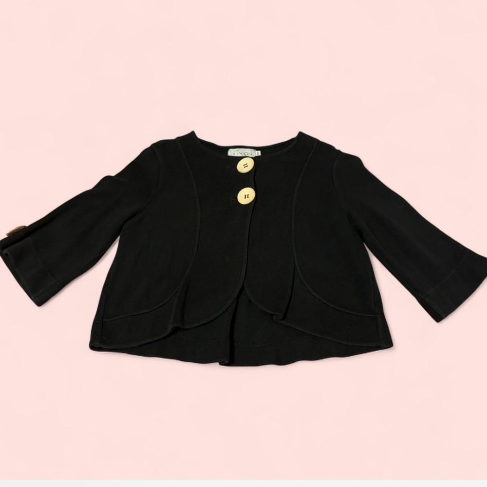 Willow Black Cropped Jacket with Cream Buttons | Size M